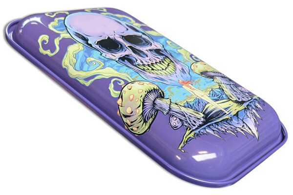Rolling Tray „Psychedelic Skull“ (Rückseite) – Metall, 28,5 × 18,8 cm, beidseitig bedruckt