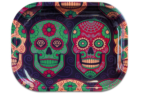 Rolling Tray „Sugar Skulls“ – Metall, 18 × 14 cm, einseitig bedruckt