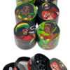 Reggae Grinder Collection Ø40 mm – 4-teilige Metall Grinder mit Sieb & Schaber, bunte Motive im Set