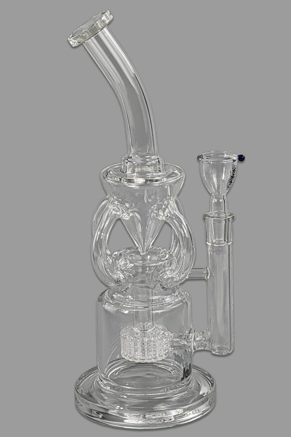 Bong „Watercycler“ aus 5 mm Borosilikatglas mit Wheelperkolator und vier Röhren – 31 cm - Seitenansicht