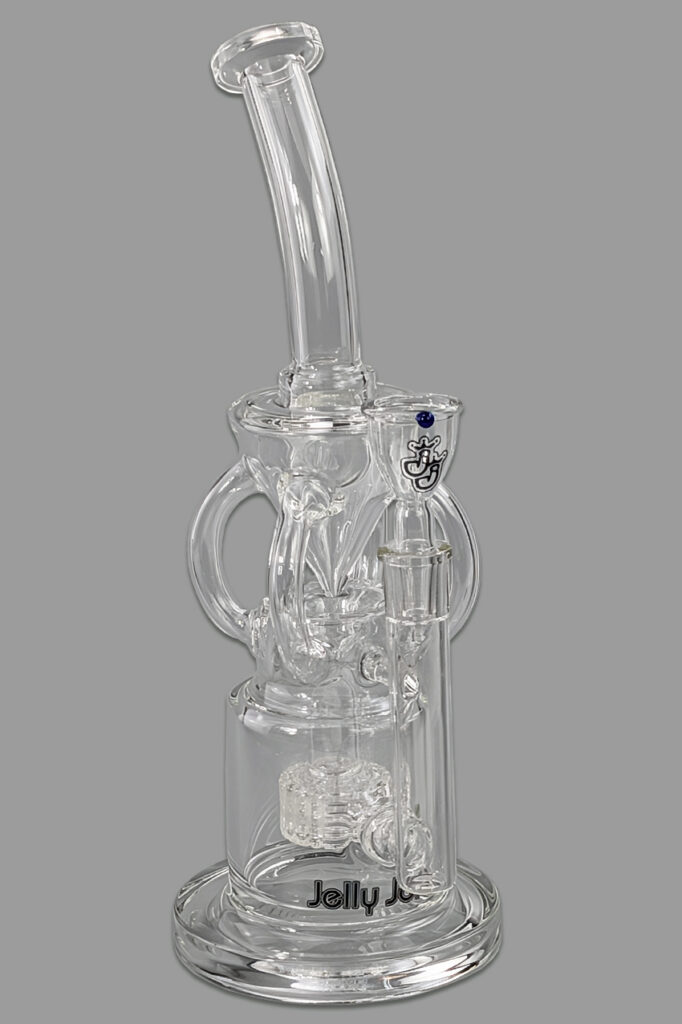 Bong „Watercycler“ aus 5 mm Borosilikatglas mit Wheelperkolator und vier Röhren – 31 cm