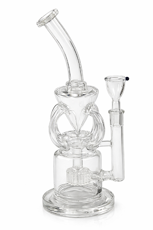 Bong „Watercycler“ aus 5 mm Borosilikatglas mit Wheelperkolator und vier Röhren – 31 cm