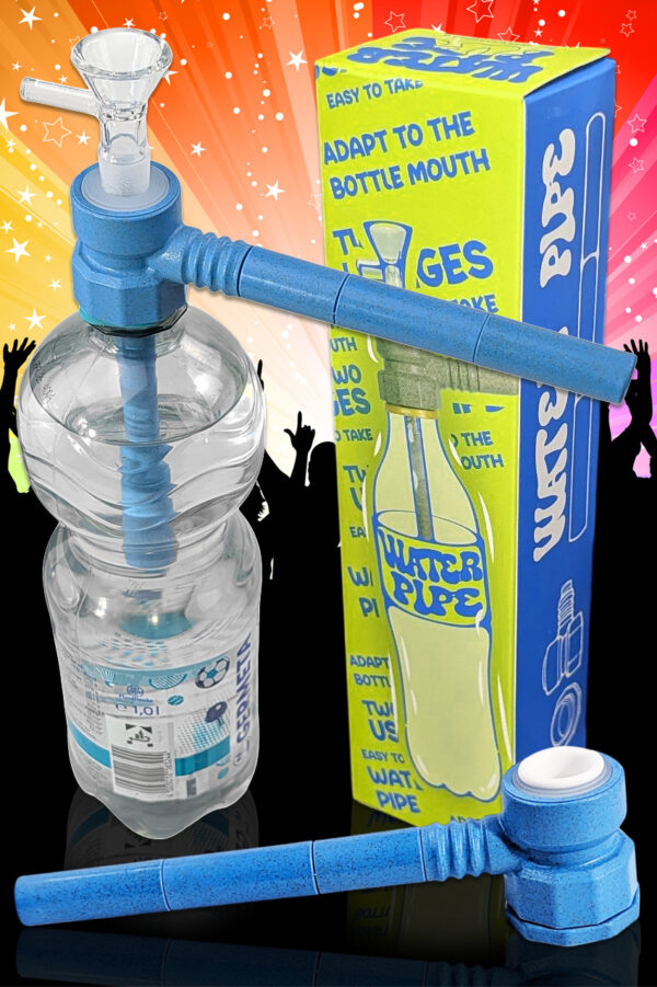 Festival-Bong-Aufsatz aus Hanfkunststoff mit zwei Dichtungen, Glaskopf und Keramikeinsatz – nutzbar als Handpfeife oder Flaschenbong.