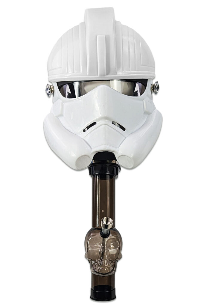 Weiße Gasmasken Bong mit Totenkopf-Acrylbong – stylisches Rauch-Set