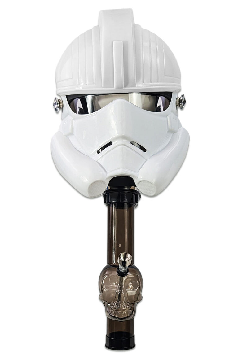 Weiße Gasmasken Bong mit Totenkopf-Acrylbong – stylisches Rauch-Set
