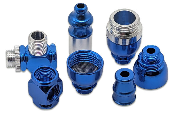 Purpfeife Aluminium – komplett zerlegt in Einzelteilen für klare Übersicht