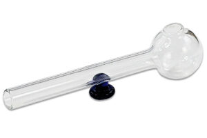 Glas-Ölpfeife 11 cm mit blauem Standfuß