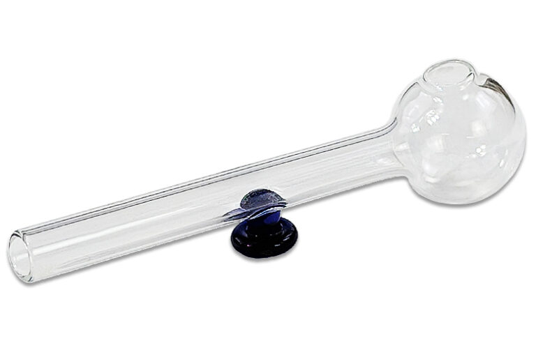 Glas-Ölpfeife 11 cm mit blauem Standfuß