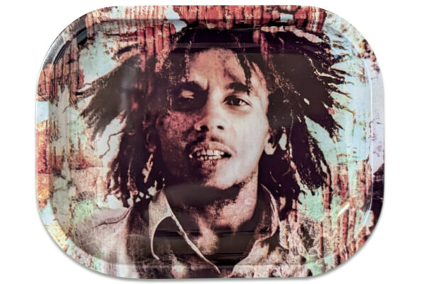 Rolling Tray im Bob-Marley-Gitarrenmotiv aus Metall, 18x14 cm