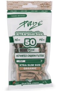 PURIZE® XTRA Slim Organic Aktivkohlefilter – 50er-Pack Vorderseite