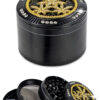 Bling Bling Grinder Ø62 mm mit Hanfblatt in Schwarz Gold