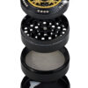 Bling Bling Grinder Ø62 mm mit Hanfblatt, 4-teilig, aufgefächert