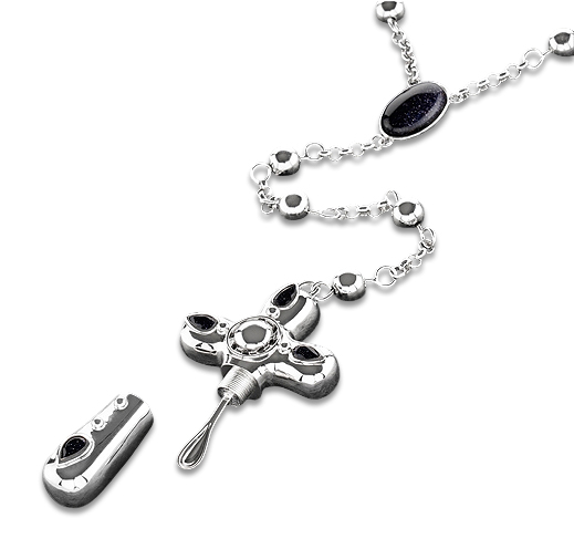 Kreuz Eiskalte Engel "Onyx" - Cross Cruel Intentions 4 Geöffnetes Kreuz Eiskalte Engel Cross Cruel Intentions mit Kette