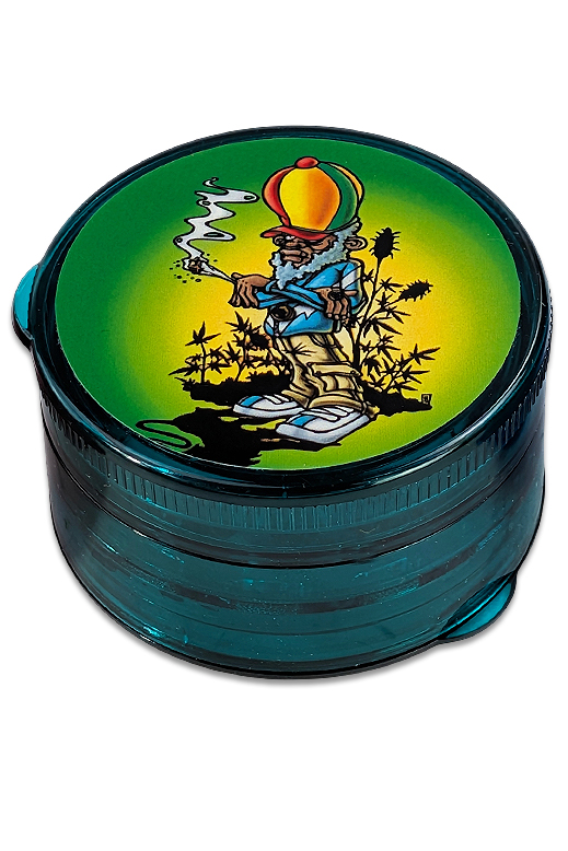Kunststoff Grinder GRP15002 „Rasta Smoker“ - 4-teilig - Motiv 6 1 Ø60mm Kunststoff Grinder grün mit Rasta Smoker Motiv