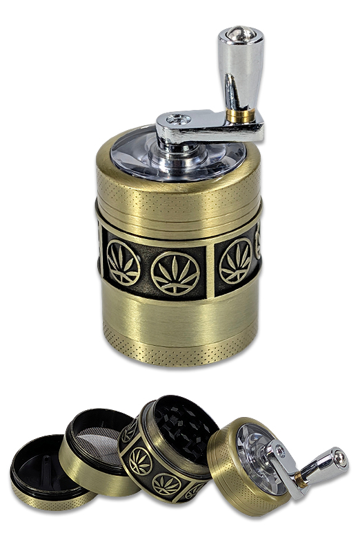 Ø40 mm Kurbelgrinder aus Zink in Bronze mit Sichtfenster