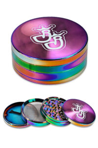 XXL Rainbow Grinder aus Zink mit Ø98 mm, vierteilig mit Polinatorsieb