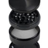 XXL Grinder Ø100 mm aus Aluminium in Schwarz, 4-teilig, aufgefächert