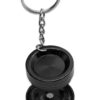 Mini Grinder Schlüsselanhänger schwarz aus Aluminium, geöffnet