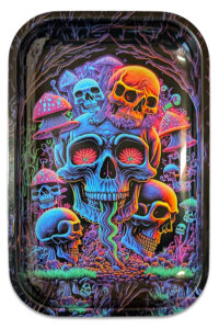 Rolling Tray Psycho Skulls aus Metall 28,5 × 18,8cm