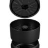 3-teiliger zahnloser Grinder in Schwarz – aufgefächert dargestellt