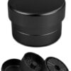 Zahnloser 3-teiliger Zink-Grinder in Schwarz mit glatter Reibfläche und Magnetverschluss.