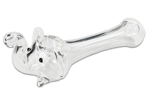 16cm Spoonpipe Glaspfeife Elefant – Kickloch am Rüssel 1 Spoonpipe Glaspfeife im Elefantenkopf-Design, 16 cm lang, transparentes Glas
