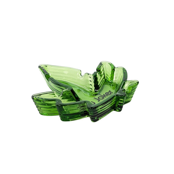 Hanfblatt Aschenbecher aus Glas – Seitliche Ansicht