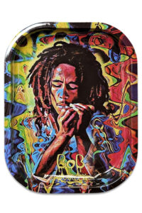 Rolling Tray „Reggae Spirit 2“ aus Metall, buntes Reggae-Porträt Motiv, 18 × 14 cm, beidseitig bedruckt