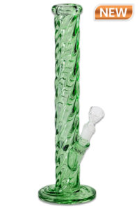 Twylinder Bong grün beschichtet aus gedrehtem Glas mit 18,8mm Lochdiffusor-Stecksystem und Kickloch