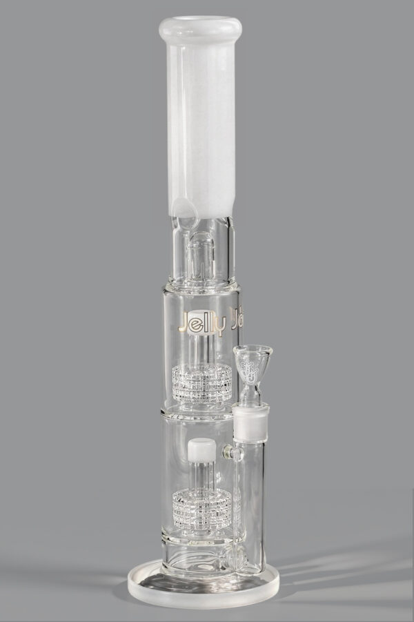 Bong "White Submarine" 46cm aus 5mm Borosilikatglas mit 2Wheelperkolatoren, Eiskerben und 18,8mm Schliff