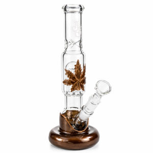 Bong mit Hanfblatt Copperleaf 31cm aus 4mm Borosilikatglas mit Kupfer-Hanfblatt und 6-Arm-Percolator