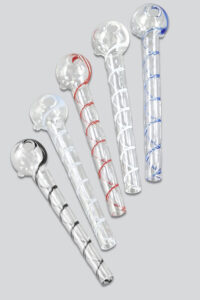 Ölpfeife PPO-Serie aus Borosilikatglas, 13cm, 2 Standfüße, Kopf Øca.3cm, Durchlass ca.8mm