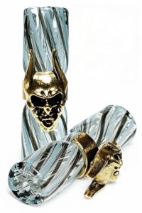 Glastip 7-Loch mit Metall Totenkopf Ø12mm 4,3cm