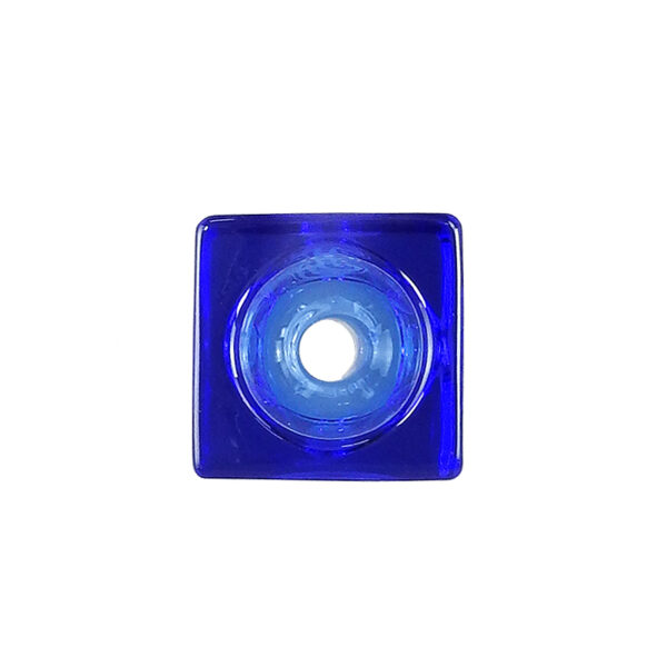 Cubie Würfelkopf 14,5mm – durchgefärbtes Borosilikatglas 2 Blauer Cubie Würfelkopf 14,5mm mit großem Durchlass von oben