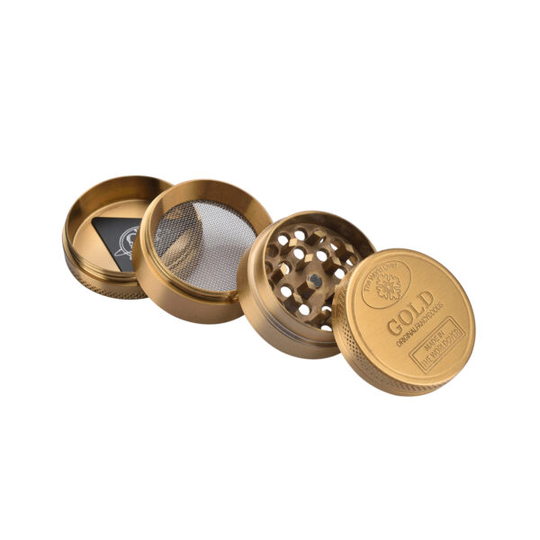 Gold Grinder 40mm 4-teilig geöffnet mit Pollensieb