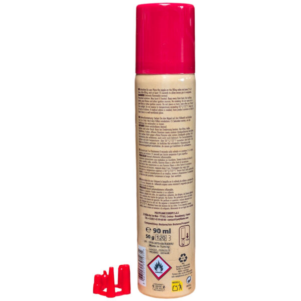 RAW Gas 90ml Rückseite mit Sicherheitshinweisen