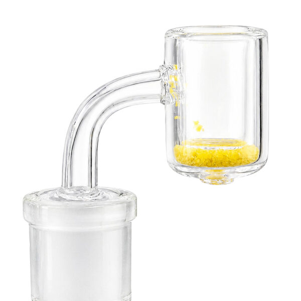 Thermal Quarzbanger mit gelbem Verfärbungs-Sand und 18,8mm male Anschluss