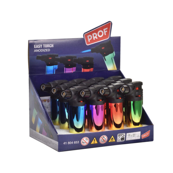 Display mit 12 Dabbing Brennern Prof Easy Torch Blueflame in verschiedenen Farben