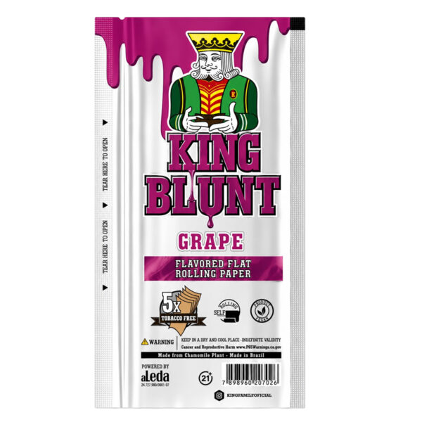 King Blunt Blunts aromatisiert – Tabakfreie Blunt Wraps in 7 Sorten 6 King Blunt Grape Blunt Wraps tabakfrei mit Traubengeschmack und 5 Wraps pro Packung