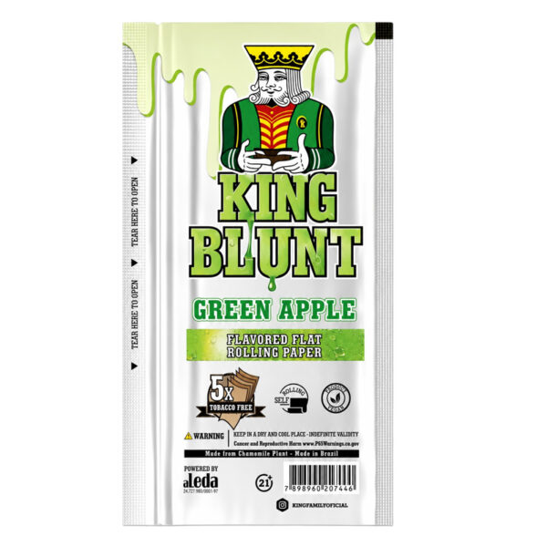 King Blunt Blunts aromatisiert – Tabakfreie Blunt Wraps in 7 Sorten 5 King Blunt Green Apple Blunt Wraps tabakfrei mit grünem Apfelgeschmack und 5 Wraps pro Packung