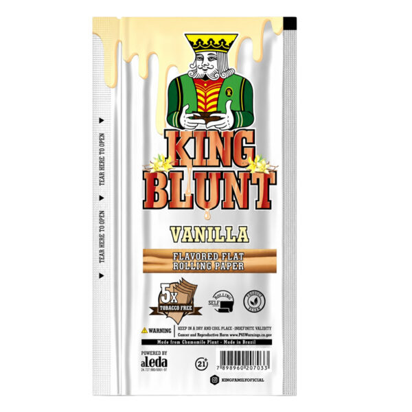 King Blunt Blunts aromatisiert – Tabakfreie Blunt Wraps in 7 Sorten 2 King Blunt Vanilla Blunt Wraps tabakfrei mit Vanillegeschmack und 5 Wraps pro Packung