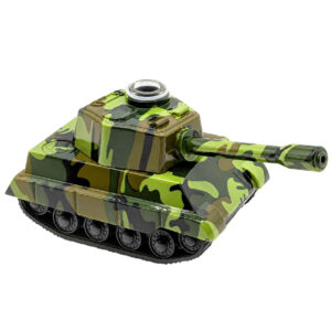 Panzerpfeife mit Grinder im Camouflage-Design mit integriertem Zink Grinder und Metallrohr.