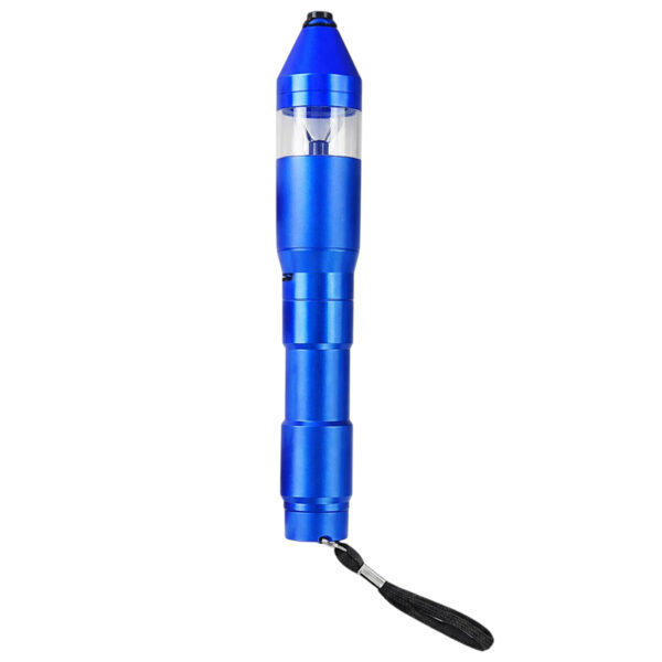 Elektrischer Stabgrinder aus Aluminium in Blau mit schwarzer Handschlaufe