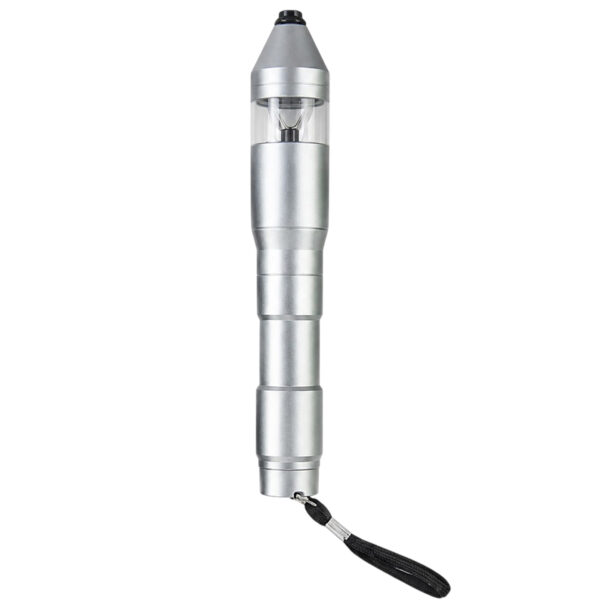 Elektrischer Stabgrinder aus Aluminium in Silber mit schwarzer Handschlaufe