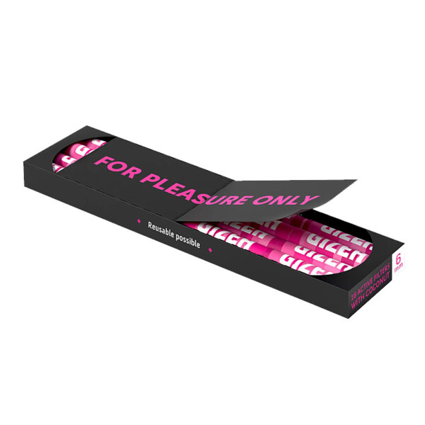 GIZEH ALL PINK King Size Slim + Active Filters – 34 Papers + 16 Filter 2 GIZEH ALL PINK King Size Slim – geöffnete Packung mit Active Filters