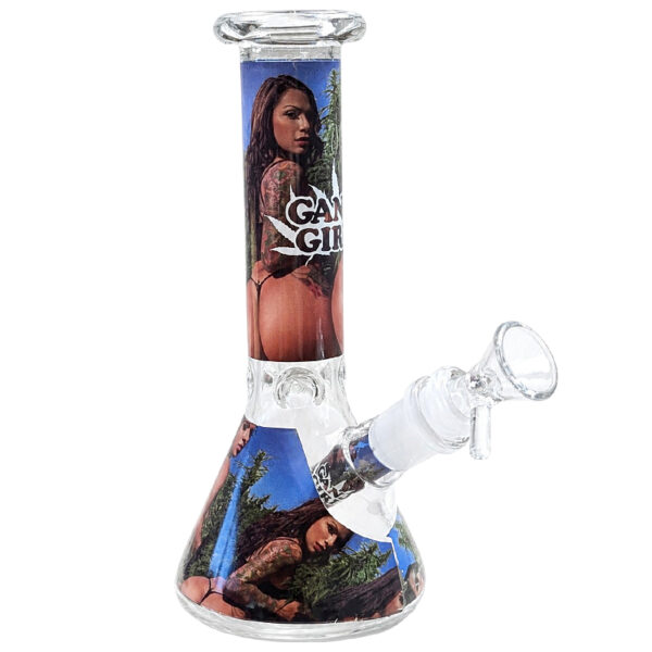 Kleine Ganja Girls Bong – 20cm Glasbong mit Fotomotiv