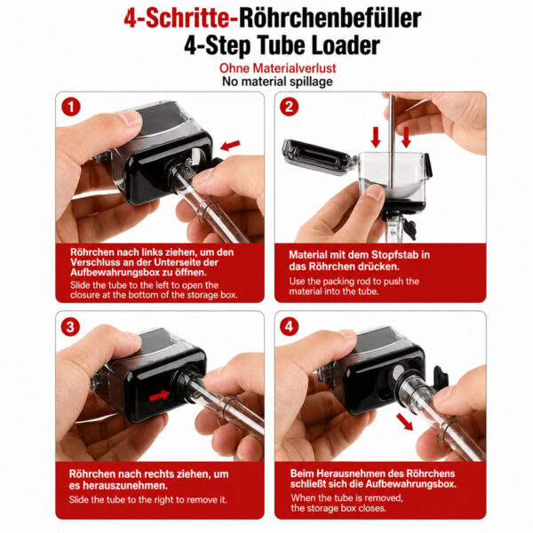 Automatischer Cone Filler – 4-Schritte-Anleitung zum Befüllen eines Röhrchens