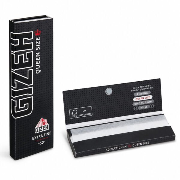 GIZEH Black Queen Size Extra Fine – 50 Blättchen – 1¼-Format 1 Gizeh Black Queen Size Extra Fine – 50 Blättchen