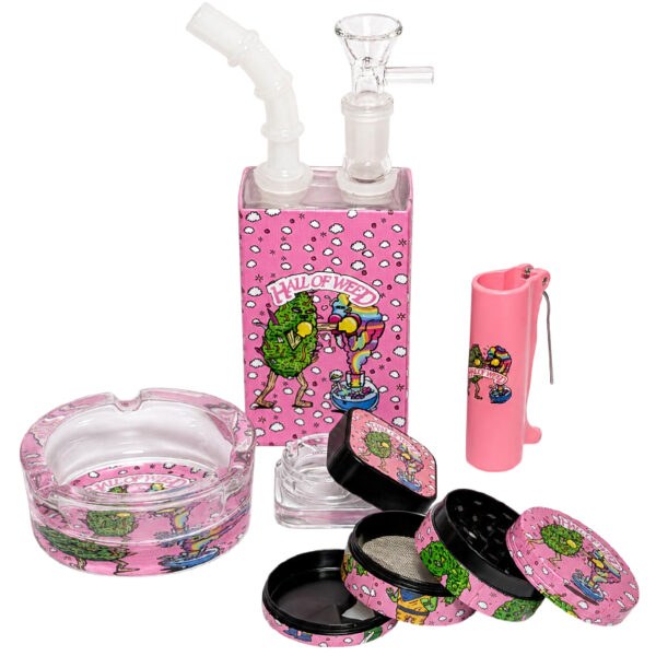 Hall of Weed Smoking Set mit Bong, Grinder und Zubehör