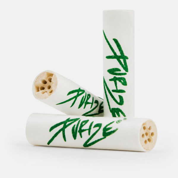 Purize Xtra Slim 250 Stück – Aktivkohlefilter Ø6mm – Weiß 2 Purize Xtra Slim Aktivkohlefilter Ø6mm lose dargestellt